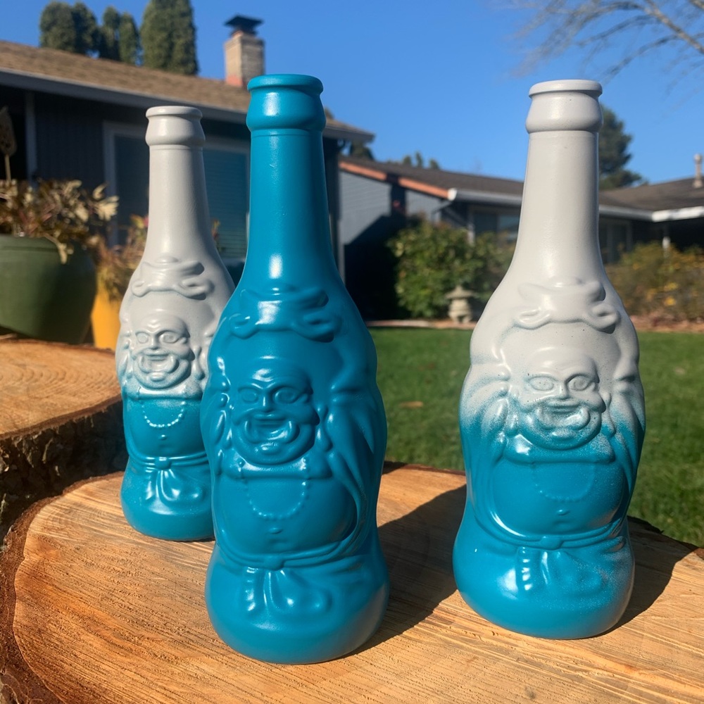 Blue and Grey Lucky Buddha Bottles